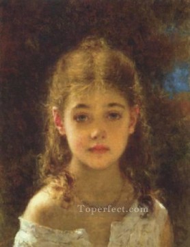 Alexejewitsch Mignon girl portrait Alexei Harlamov Oil Paintings